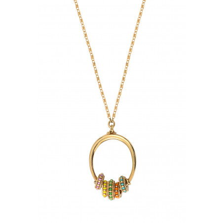 Bohemian chic Japanese seed bead pendant necklace | multicoloured