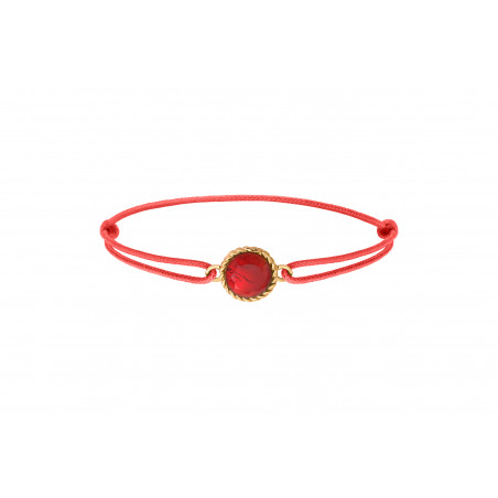 Elegant glass paste cabochon cord bracelet | red