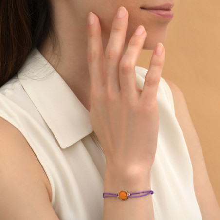 Summery glass paste cabochon cord bracelet | orange88787