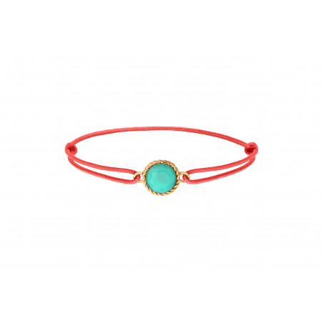 Feminine glass paste cabochon cord bracelet | turquoise