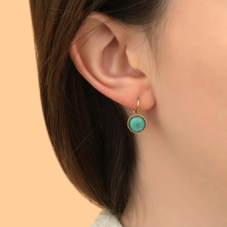 Summery glass paste sleeper earrings l turquoise88801