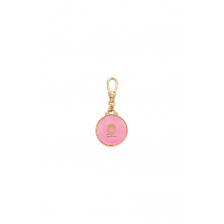 Libra astrological enamelled resin medallion - pink