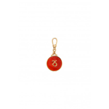 Capricorn astrological enamelled resin medallion I red