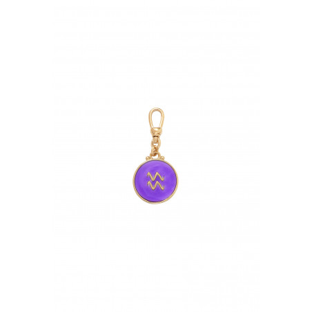 Médaille astrologique Verseau résine émaillée I violet