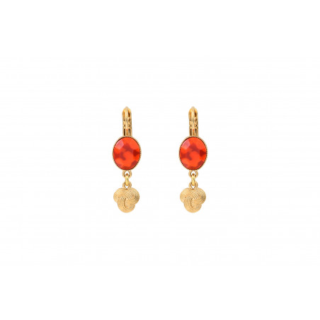 Glamorous cabochon sleeper earrings| red