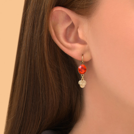 Glamorous cabochon sleeper earrings| red88827