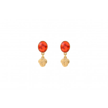 Glamorous cabochon butterfly fastening earrings| red