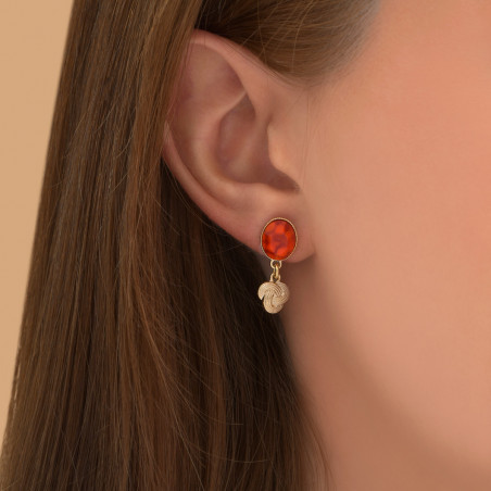 Boucles d'oreilles percées glamour cabochon I rouge88831