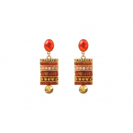 Bohemian freshwater pearl gemstone butterfly fastening earrings | red