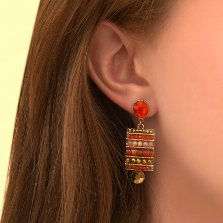 Boucles d'oreilles perle de rivière pierres gemmes - rouge88847