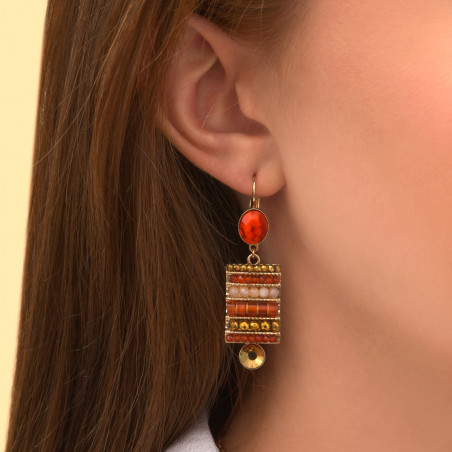 Bohemian freshwater pearl gemstone sleeper earrings | red88855