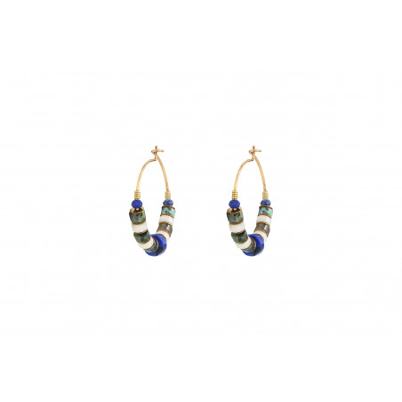 Graphic turquoise mother-of-pearl hoop earrings | blue