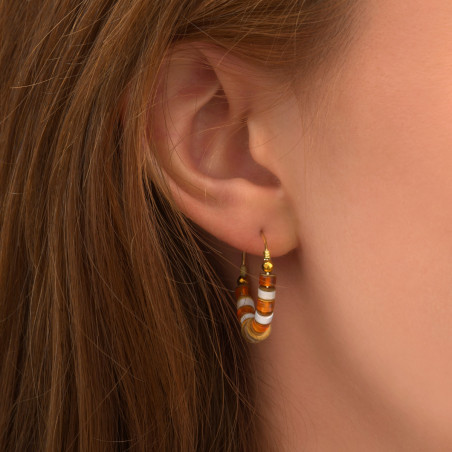 Modern carnelian mother-of-pearl hoop earrings | red88863