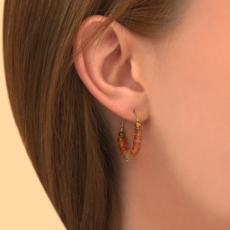Boucles d'oreilles créoles flamboyantes cornaline I rouge88867
