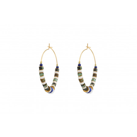 Two-tone  turquoise mother-of-pearl hoop earrings | blue