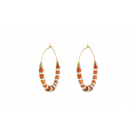 On-trend carnelian mother-of-pearl hoop earrings | red