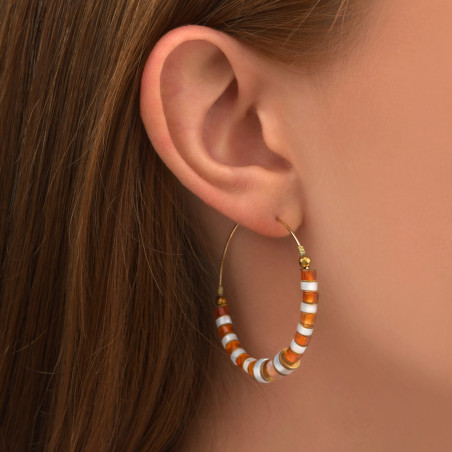 On-trend carnelian mother-of-pearl hoop earrings - red88871