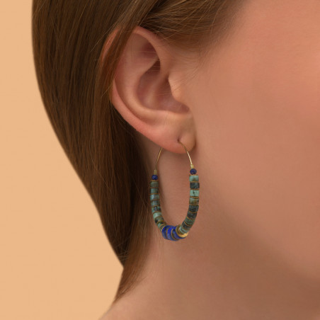Chic turquoise lapis lazuli hoop earrings l blue88873