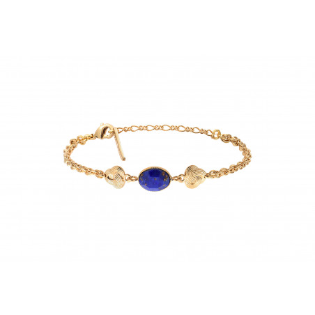 Refined faceted cabochon adjustable bracelet | blue