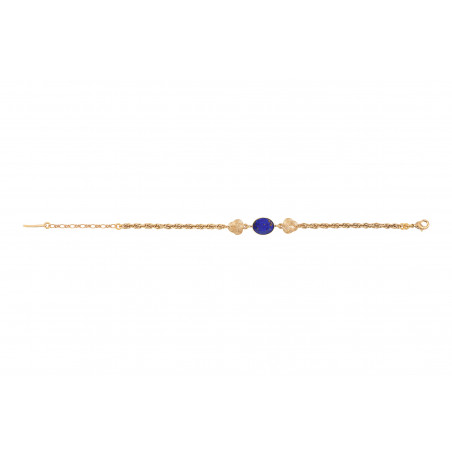 Refined faceted cabochon adjustable bracelet | blue88884