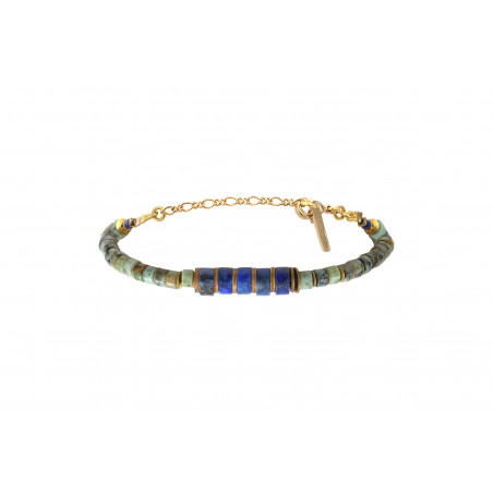 Bracelet réglable bohème turquoise lapis lazuli I bleu