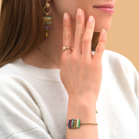 Ethnic gemstone adjustable bracelet l blue88901