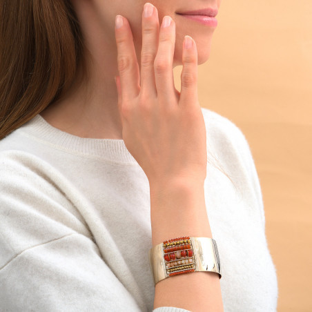 Bracelet manchette féminine pierres gemmes I rouge88909