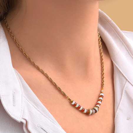 Short modern gemstone necklace l red88920