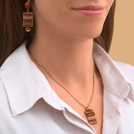 Collier pendentif moderne pierres gemmes I rouge88926