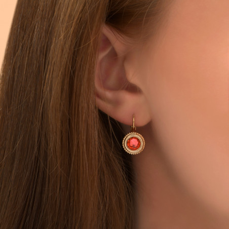 Boucles d'oreilles dormeuses modernes cristal Prestige I rouge88949