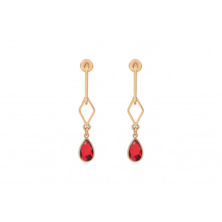 Boucles d'oreilles percées féminines cristal Prestige I rouge