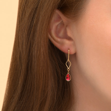 Boucles d'oreilles percées féminines cristal Prestige I rouge88967
