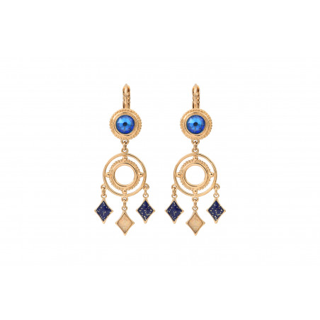 Graphic enamel resin Prestige crystal sleeper earrings | blue