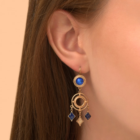 Graphic enamel resin Prestige crystal sleeper earrings | blue88977
