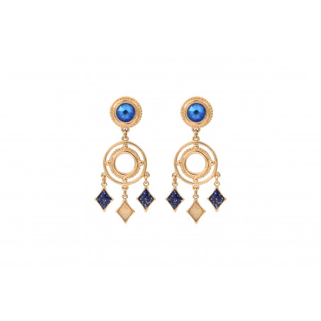 Graphic enamel resin Prestige crystal butterfly fastening earrings | blue