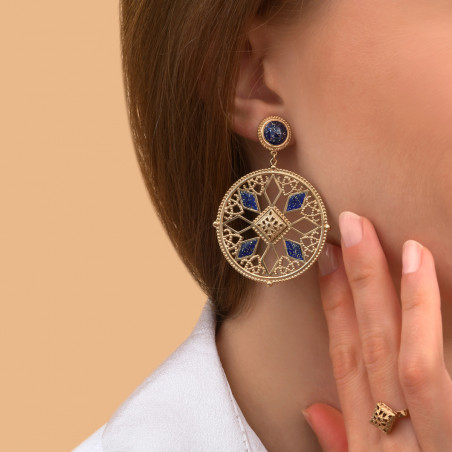 Sophisticated enamelled resin clip-on earrings I blue89011