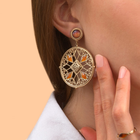 Graceful enamelled resin clip-on earrings - tortoiseshell89013