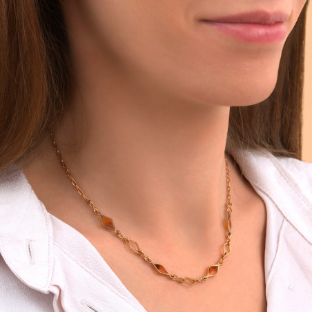 Timeless enamel resin adjustable chain necklace - tortoiseshell89064