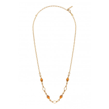 Timeless enamel resin adjustable chain necklace - tortoiseshell89065