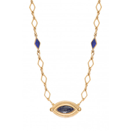 Elegant enamel resin adjustable pendant necklace I blue