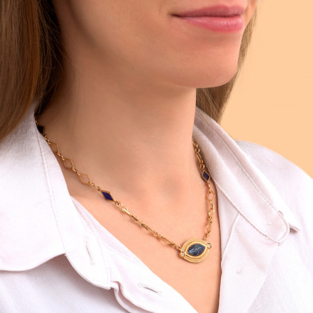 Collier pendentif ajustable élégant résine émaillée - bleu89067