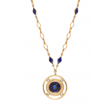 Sophisticate enamel resin adjustable pendant necklace I blue