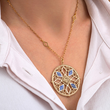 Collier pendentif ajustable poétique cristal Prestige - bleu89079