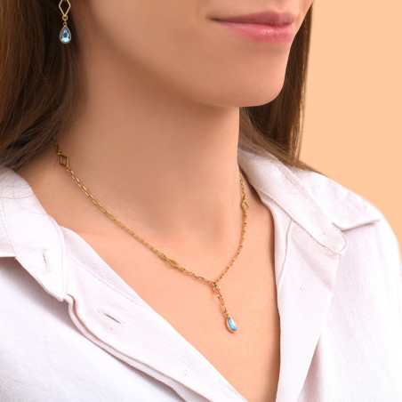 Collier pendentif ajustable discret cristal Prestige I bleu89085