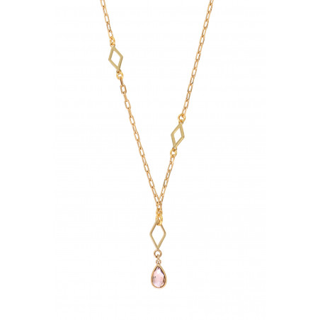 Collier pendentif ajustable glamour cristal Prestige - rose