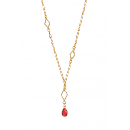 Collier pendentif ajustable tendance cristal Prestige - rouge