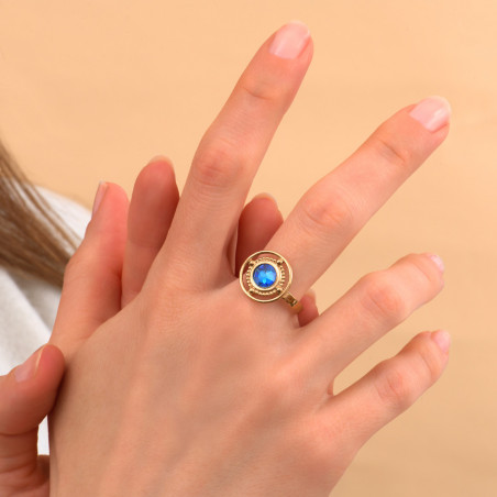 Poetic Prestige crystal adjustable ring | blue89103