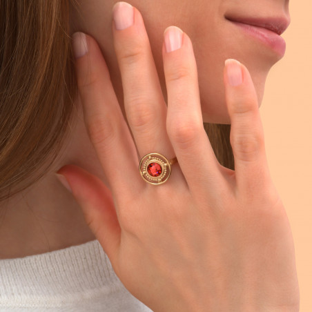 Feminine Prestige crystal adjustable ring | pink89107