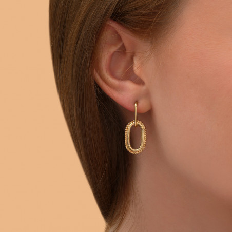 Glamorous metal earrings for pierced ears - gold-plated89121