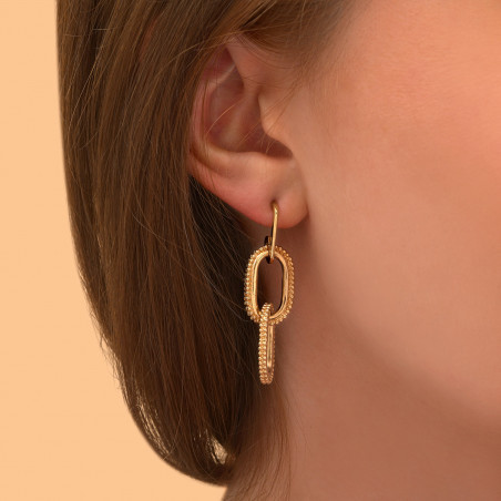 Boucles d'oreilles percées élégantes métal I doré89123
